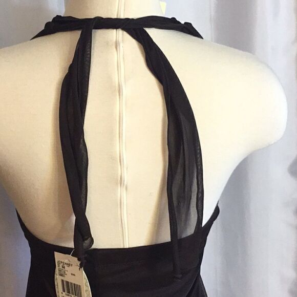 Halter dress in chocolate brown beaded front small - Picture 13 of 16